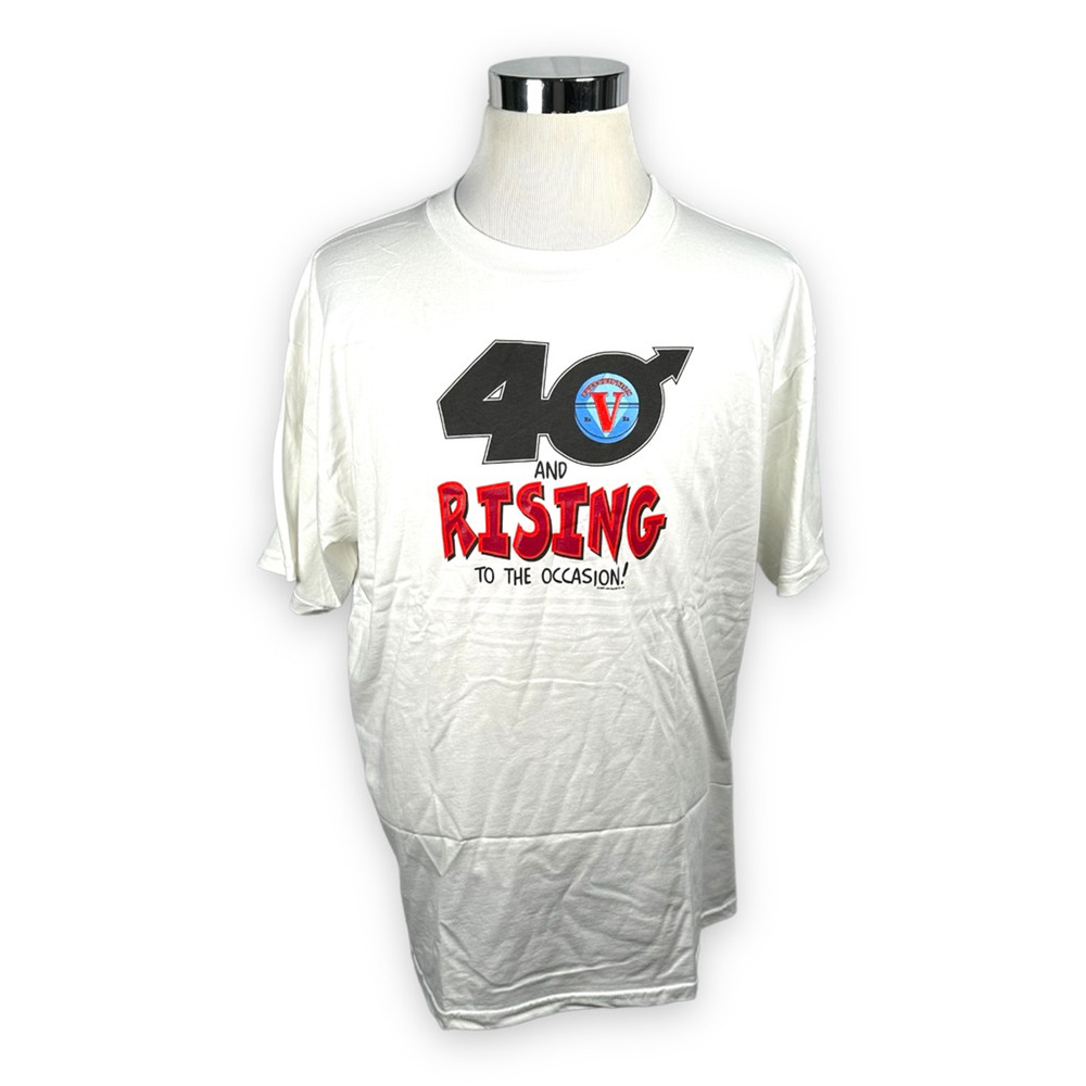Vintage Mens 40 Rising To‎ The Occasion Pill Joke Tultex T-Shirt White XL